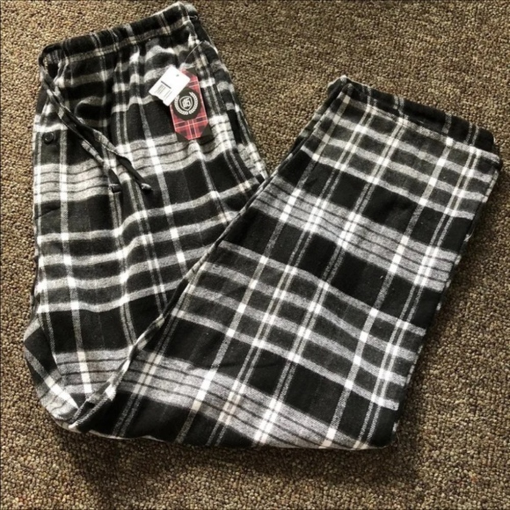 North 15 pajamas Mens Size 2 XL Pull On Stretch Draw String Plaid Pocket NEW‎